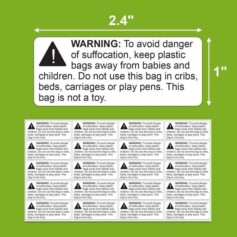 Anylabel 2.4" x 1" Rectangular Suffocation Warning Labels for Shipping and Packing, Keep Away from Small Children, Pack of 500 - Image 3